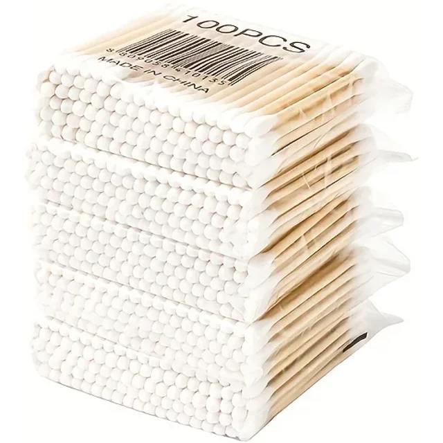 100/500/700/1000pcs Double Head Wood Cotton Swab Nose Ears Cleaning Women Makeup Tools Lipstik Cotton Buds Bastoncillos Oidos