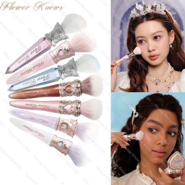 Flower Knows Knight Unicorn Collection Makeup Brush Set Slanted Pointed Design for Precise Application Cruelty Free Powder Brush