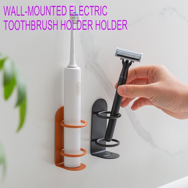 Wall Mount Toothbrush Holder No Drill Electric Razor Storage Shelf for Bathroom Organizer Circular Rack Adhesive Punch Free