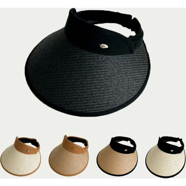Sunscreen Empty Top Hat Summer UV Protection Large Brimmed Grass Weaving Sunshade Caps Women's Fashionable Versatile Grass Hats