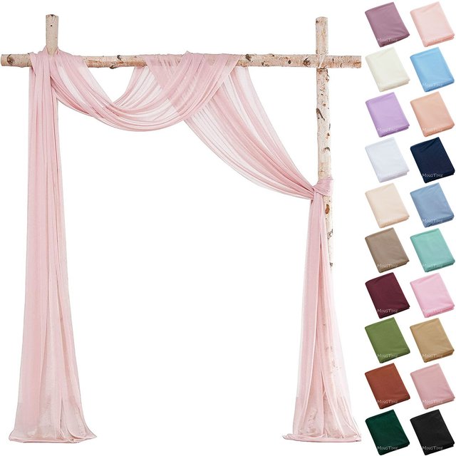 Rideaux en tissu mousseline de soie, 6/10 mètres, Blush Rose poussiéreux, rideaux en tissu transparent pour décorations d'arc de mariage, douche de scène de fête
