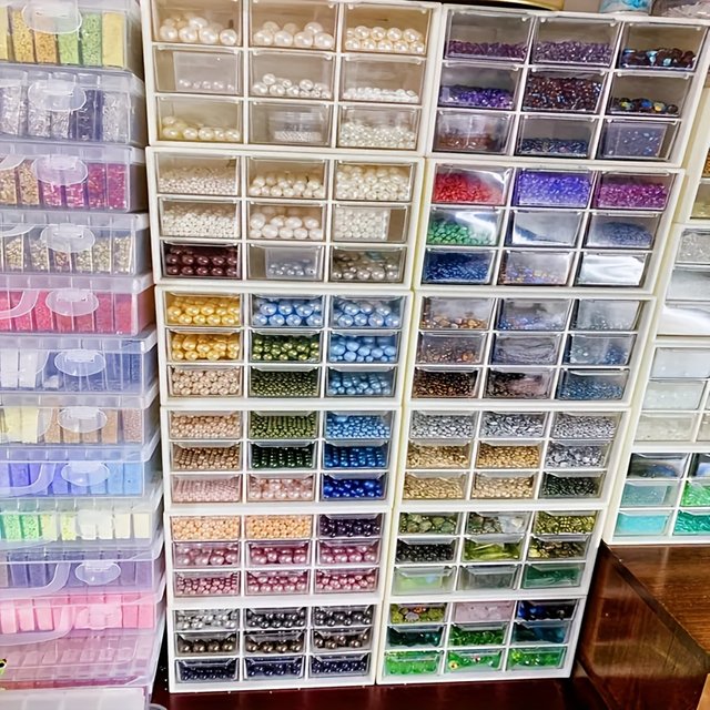 9-Drawer Handmade Beads Storage Box Transparent Drawers Jewelry Makeup Small Items Girls Hair Accessories Stackable Organizer