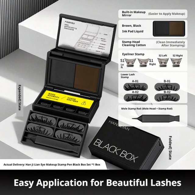 3in1 Eye Makeup Stamp Waterproof Smudge Proof Eyelash Stamps Kit Eyeliner & Mole Fast Application Eye Makeup Set Eyelashes Tools