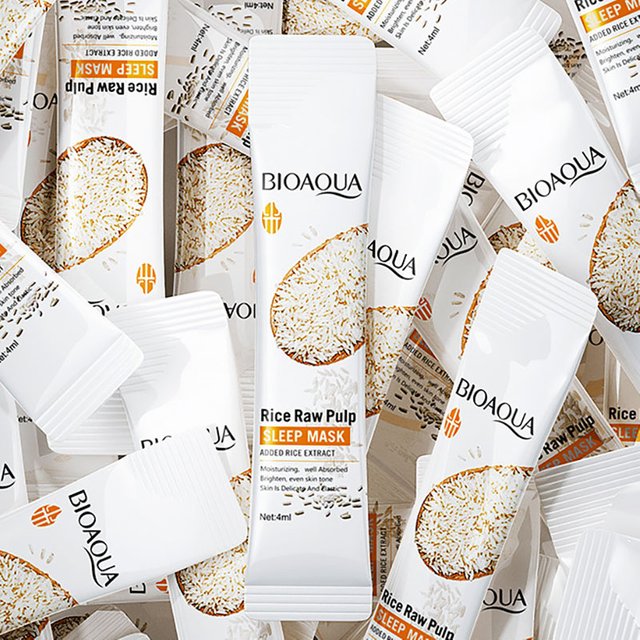 50/100pcs BIOAQUA Rice Raw Pulp Sleeping Masks Moisturizing Hydrating Face Mask Skincare Collagen Sleep Mask Improve Dryness