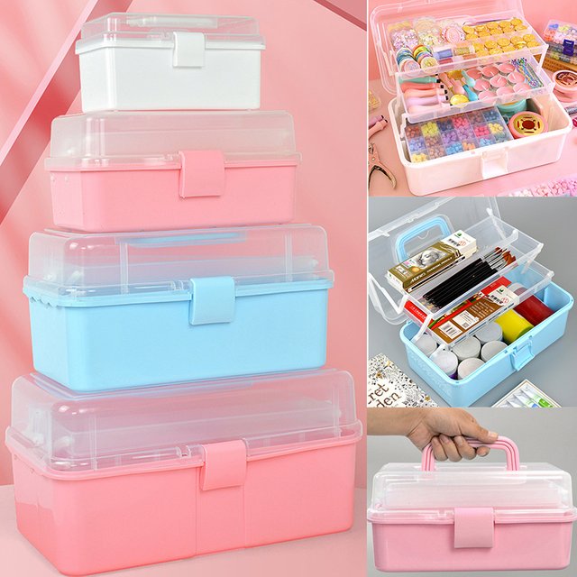 Transparent Large Storage Box Foldable For Stamp Wax Scrapbook Storage Hairpin Box Makeup Organizer Nail Jewelry Box Portable