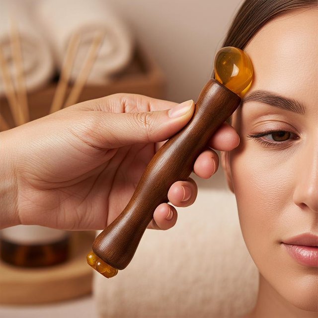 2 In 1 Facial Massager Small Lotus Pod Wooden Facial Relaxation Equipment No Paint Eye Massage Stick Facial Skin Care