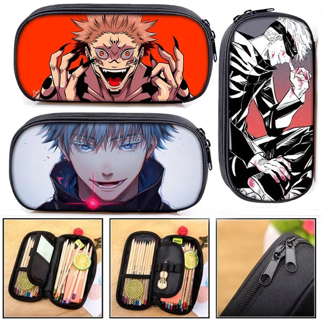 Anime Jujutsu Kaisen Yuji Itadori Cosmetic Cases Pencil Box Boys Girls Pencil Bag Students School Case Teenager Stationary Bags