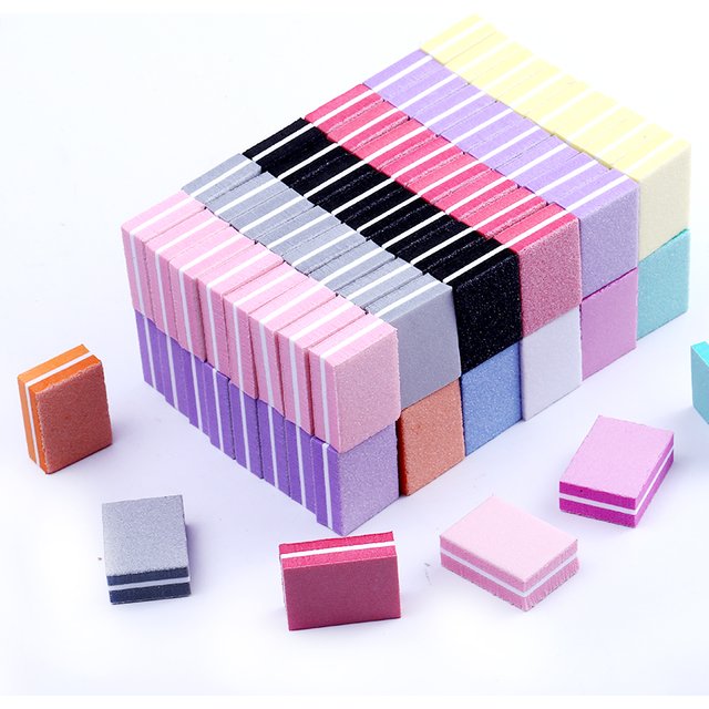 10/25/50pcs lot Double-sided Mini Nail File Blocks Colorful Sponge Nail Polish Sanding Buffer Strips Polishing Manicure Tools