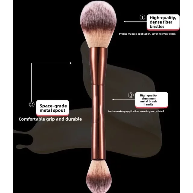Hot Sale Single Full Blush Brush Brown Multifunctional FacePowder Contour Highlight Brush Soft Bristles Professional Makeup Tool