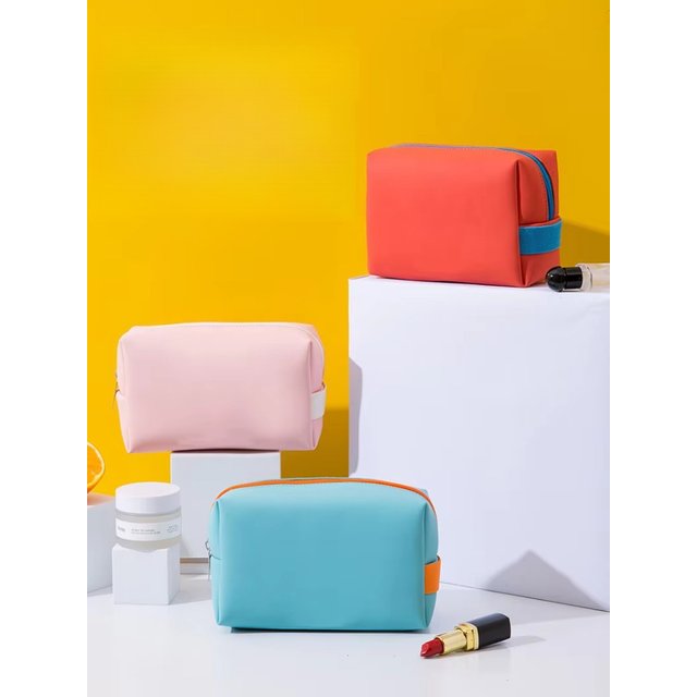 Portable Pu Leather Makeup Bag Ins Style Waterproof Cosmetic Pouch Lightweight Multifunctional Toiletry Storage Bag Organizer
