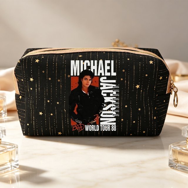 Musiker Michael Jackson Mode-Make-up-Tasche für Frauen, Anime-Cartoon-bedruckte Kosmetiktasche, tragbare Waschtaschen für Studenten, Geschenke