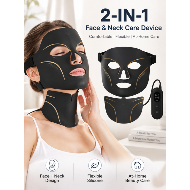 LED Face Neck Mask Red Blue White Light Therapy Mask Flexible Silicone Photon Facial Beauty Device Home Skincare Tool