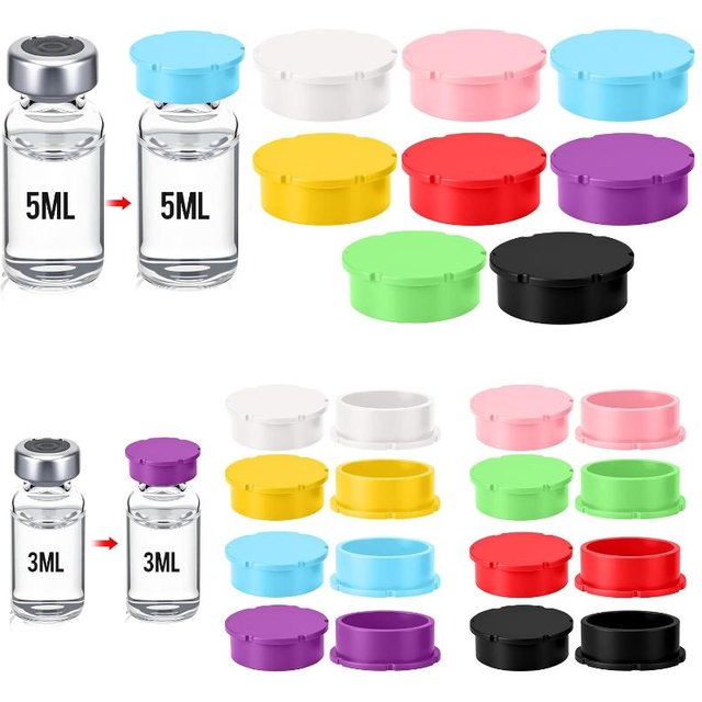 6Pcs Flexible Silicone Caps For Glass Vials Leakproof Reusable Protective Cover Fit Insulin Bottles Eyeshadow Cream Small Contai