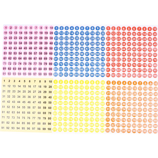 5Sheets Number Stickers 1-100 Label Number Sticker For Diy Craft Nail Polish Glue Bottle Scrapbooking Diary Stationery