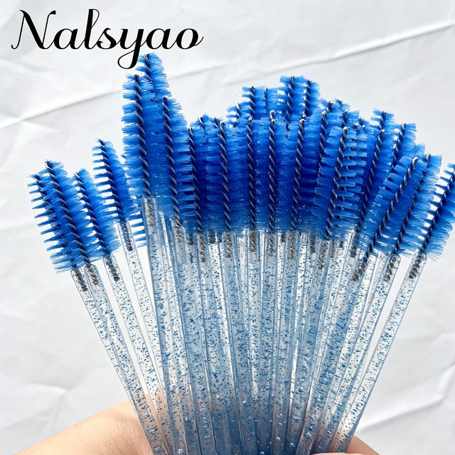 CNKESS 50pcs Disposable Eyelash Brushes Extension Crystal Eyebrow Brush Mascara Wand Eye Lashes Cosmetic Tool Set Makeup Beauty