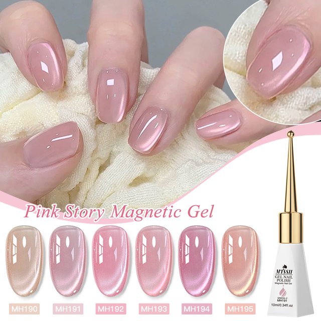 10ml Pink Story Water Light Cat Magnetic Gel Nail Polish Champagne Nude Pink Glitter Shiny Nails For Summer Soak Off UV Gel Nail