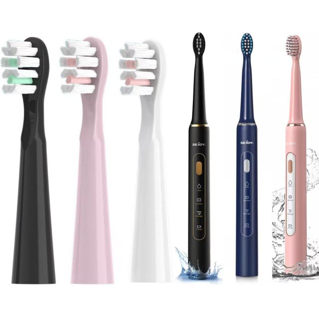 8pcs Replacement Toothbrush Heads for SEJOY Sonic Electric Toothbrush GET132 and Bair A6 Soft DuPont Bristles Nozzles