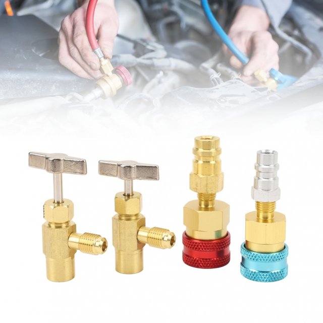 R1234YF Quick Couplers Kit Self Sealing Can Tap High Low Pressure 1234yf to R134a Adapter for Car Conditioner AC Charging new