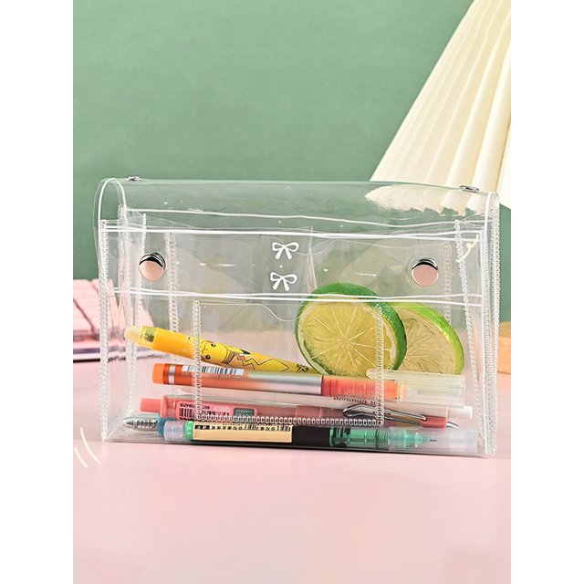 4 Layer Clear PVC Cosmetic Storage Bag Portable Travel Wash Bag Multi Use Student Stationery Pen Organizer Supply