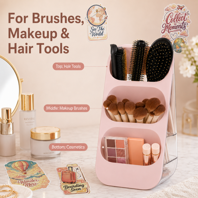 Large‑Capacity Desktop Cosmetic Organizer, for Makeup Brushes Lipsticks Eyebrow Pencils Skincare, Multi‑use Storage for Bedroom