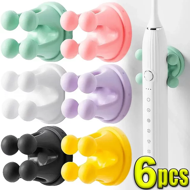 Silicone Toothbrush Holder Waterproof Adhesive Wall Mounted Hanging Towel Key Cable Hooks Plug Dorm Bathroom Kitchen Organizer