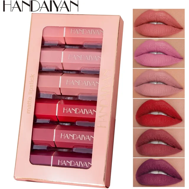6PC/Set Matte Velvet Lip Gloss Waterproof Long-lasting Liquid Lipstick Cosmetic Beauty Keep 24 Hours Makeup