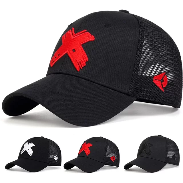 Unisex X Letter Embroidery Baseball Net Caps Spring and Summer Outdoor Adjustable Casual Hats Sunscreen Hat Sports Golf Cap