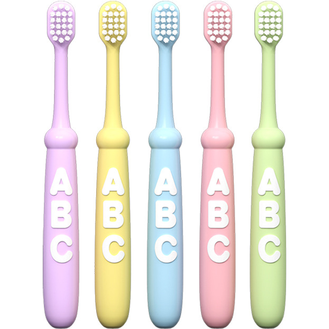 Soft Bristle Alphabet Kids Toothbrush 4 Pack Cartoon Design for 3-6-12 Years Old Children Gentle Cleaning Cute Baby Toothbrush