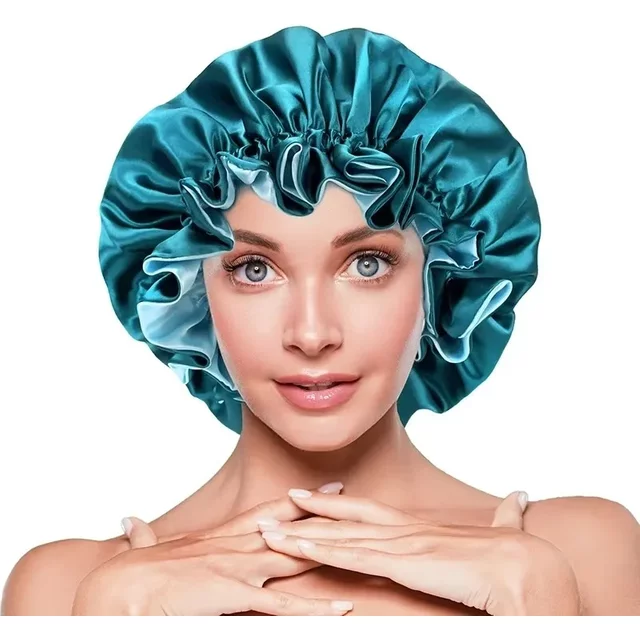 New Women Solid Reversible Satin Bonnet For Curly Hair Cap Double Layer Adjustable Sleep Cap Elastic Hair Cap Haircare Night Hat