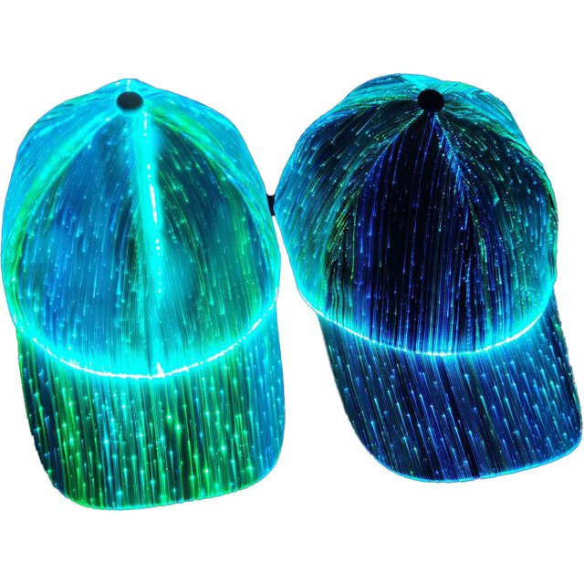 Fiber Optic Cap LED Hat with 7 Colors Luminous Glowing EDC Baseball Hats USB Charging Light Up Caps Performance Led Cap