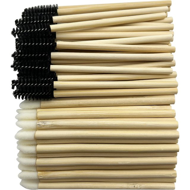 50/100pcs Lip Brushes Kits Bamboo Handle Eyelash Brush Lipstick Gloss Wands Applicator Makeup Tool For Eyelashes Extension Tools