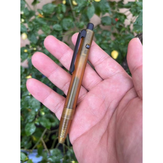 1 Piece ULTEM Made Pen with Titanium Pocket Clip EDC PEI Ball Point Pen for Office Signature Wring Gift Pen Short Version