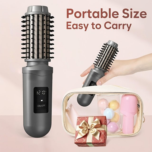 Hot Cordless Ionic Hair Straightener Brush Portable USB Rechargeable Straightener Curler Anti Damage 2 in 1 Hot Comb Hair Care