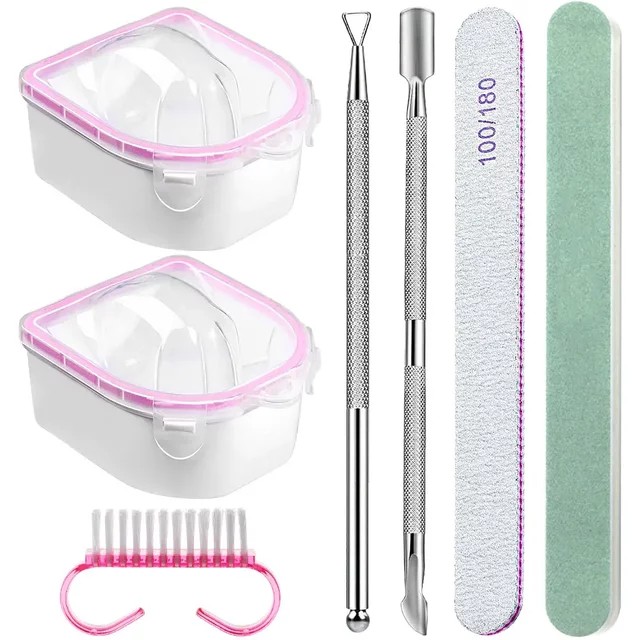 Nail Soak Hand Bowl Soften Dead Skin Nail Care Tools Kit Clean Nails Hand Care with Nails Remover Tool Nail Remover Nail Bowl