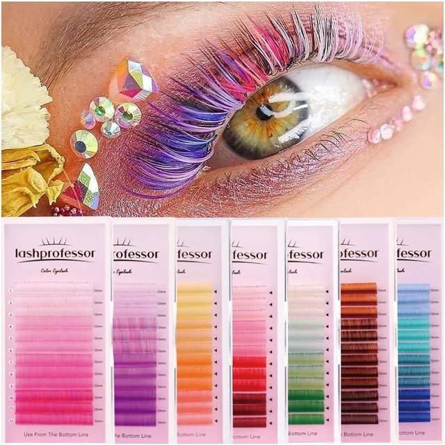 Color Lash Individual False Gradient Cosplay Mink Lashes For Make up Yellow Red Green Purple Blue Brown Pink Eyelash Extension