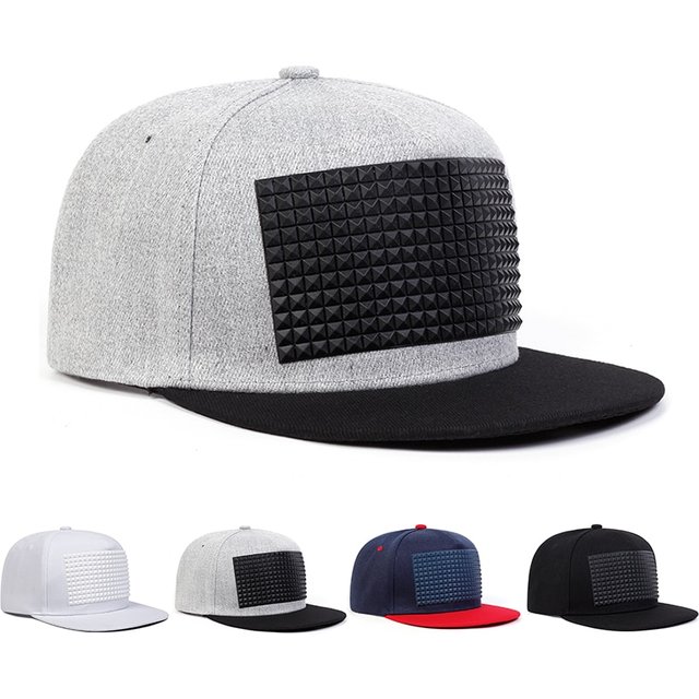 Unisex Square PU Leather Decoration Hip-hop Hats Outdoor Adjustable Casual Baseball Caps Sunscreen Hat
