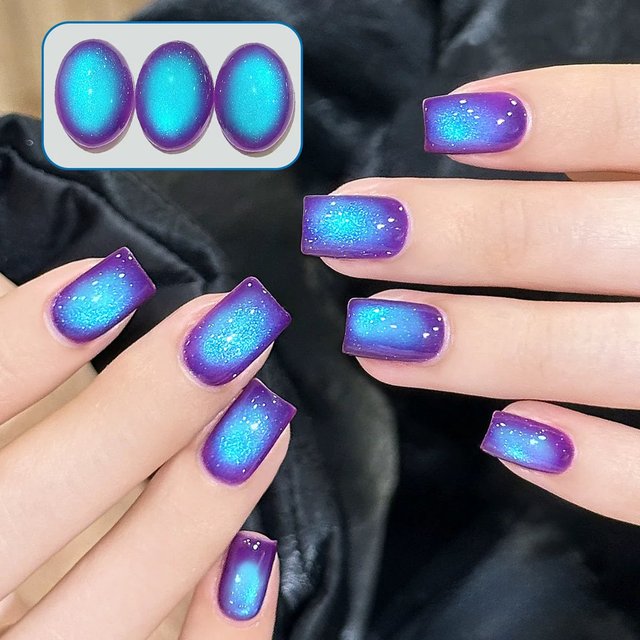 1-20pcs Hot Selling Blueberry Cat Eye Gel Nail Polish Blue Purple Nails UV Light Nails Glass Bead Popular Whitening Gel Polish