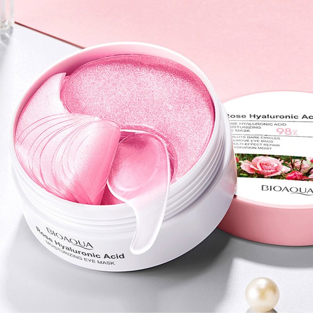 60pcs BIOAQUA Rose Hyaluronic Acid Eye Mask Anti Wrinkle Dark Circles Eye Bags Moisturizing Firming Eye Patches Skin Care