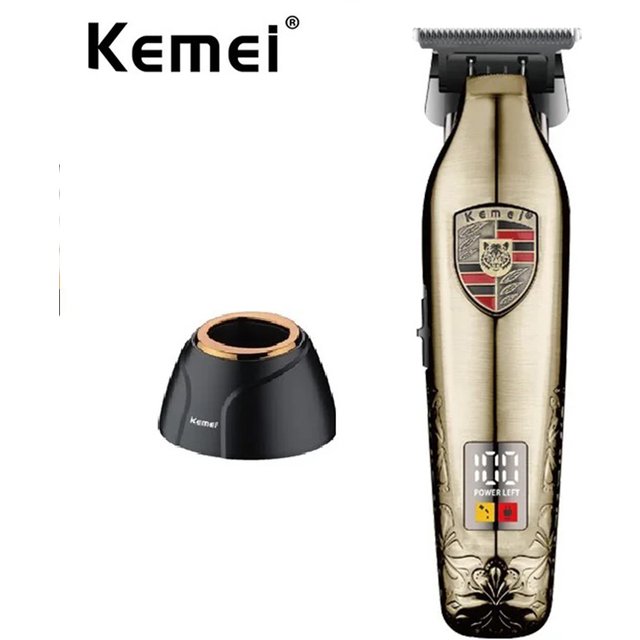 Kemei Professional Barber Hair Trimmer Zero Gapped Cordless Rechargeable Edgers Clippers Men Close Hair Cutting Machine 7800RPM