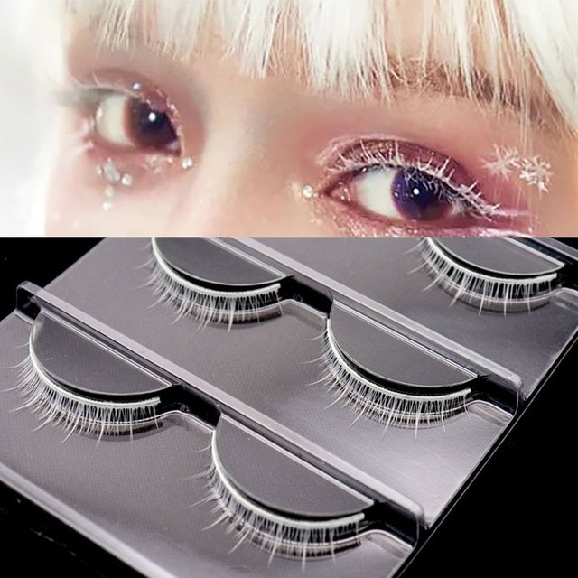 Eye Makeup Tools Halloween White Lashes Natural Look Reusable Cosplay White Eyelashes Masquerade Party Anime Lashes