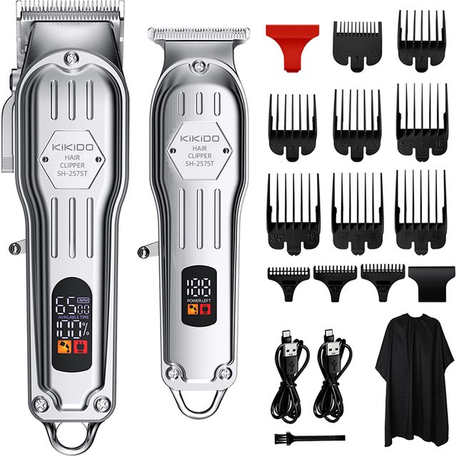 KIKIDO 2 IN 1 Hair Clipper Professional Hair Cutting Machine Rechargeable Barber Hair Trimmer Cordless Haircut Clipper for men