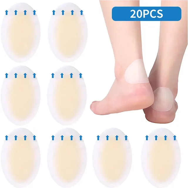 20PCS Gel Heel Protector Foot Patches Adhesive Blister Pads Hydrocolloid Heel Liner Shoes Stickers Pain Relief Plaster Foot Care