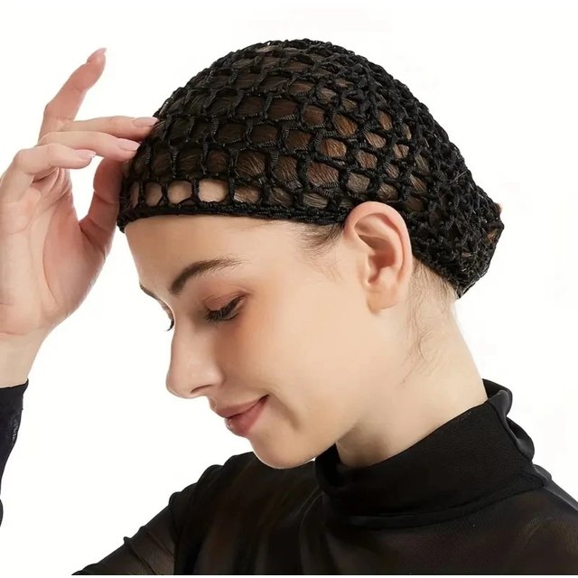 1pc Sleeping Cap For Daily Use Black Mesh Crochet Hair Net Hair Care Cap Minimalist Mesh Cap