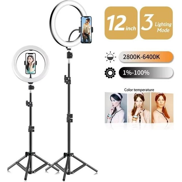12inch LED Selfie Ring Light Fill Lamp Remote Control Photography Lighting With 50cm Tripod For Phone Video Makeup Photography