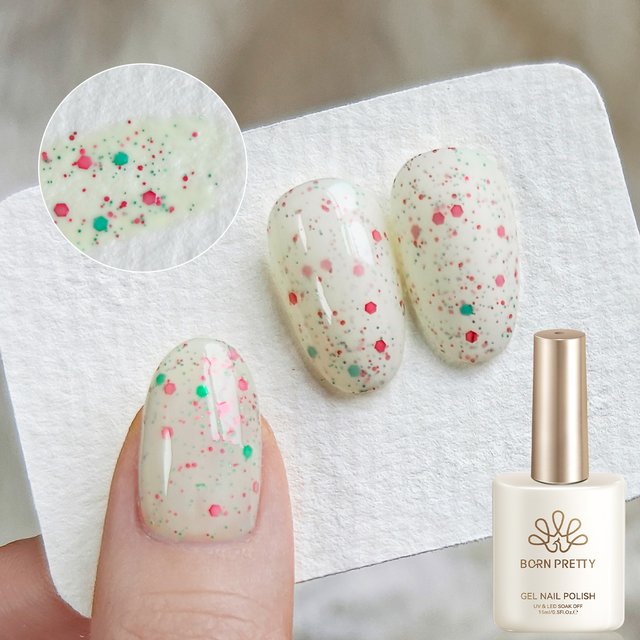 BORN PRETTY 15ml Pale Yellow Glitter Gel Nail Polish Semi Permanent All For Manicure Soak Off UV LED Varnish Nail Art Top Coat