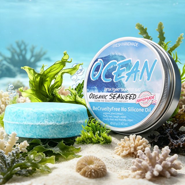 Fresh Ocean Fragrance Shampoo Soap, Plant-Based Shampoo Soap, Sea Salt Soap, Deep Cleaning, Oil Removal, Dandruff Removal, Smoot