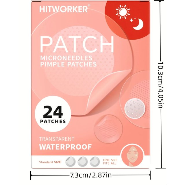 24pcsHydrocolloid Acne Stickers Daily Skincare Spot Covers Gentle Non-Drying, Individually Packaged, Waterproof & Oil-Absorbing