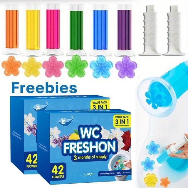 Lot de 3+1 tampons de gel parfumés pour toilettes, nettoyant désodorisant pour cuvettes de toilettes, rafraîchisseur de salle de bain longue durée