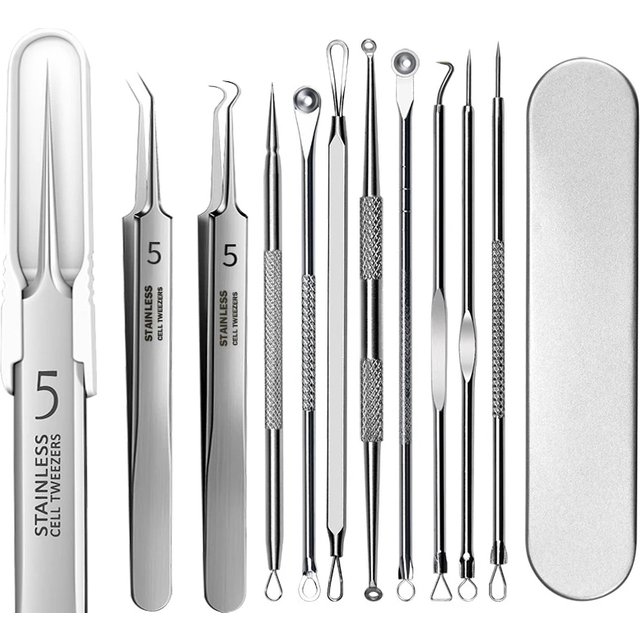 Ingrown Hair Tweezers Acne Blackhead Removal Needles Black Dots Cleaner Pore Cleaner Deep Cleansing Face Skin Care Tools