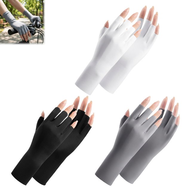 1 Pair Fingerless Gloves Summer Sunscreen UV Protection Multicolor Gloves Woman Driving Gloves Stretch Female Touchscreen